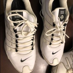 Like new men’s Nike Shox. White with black detail.
